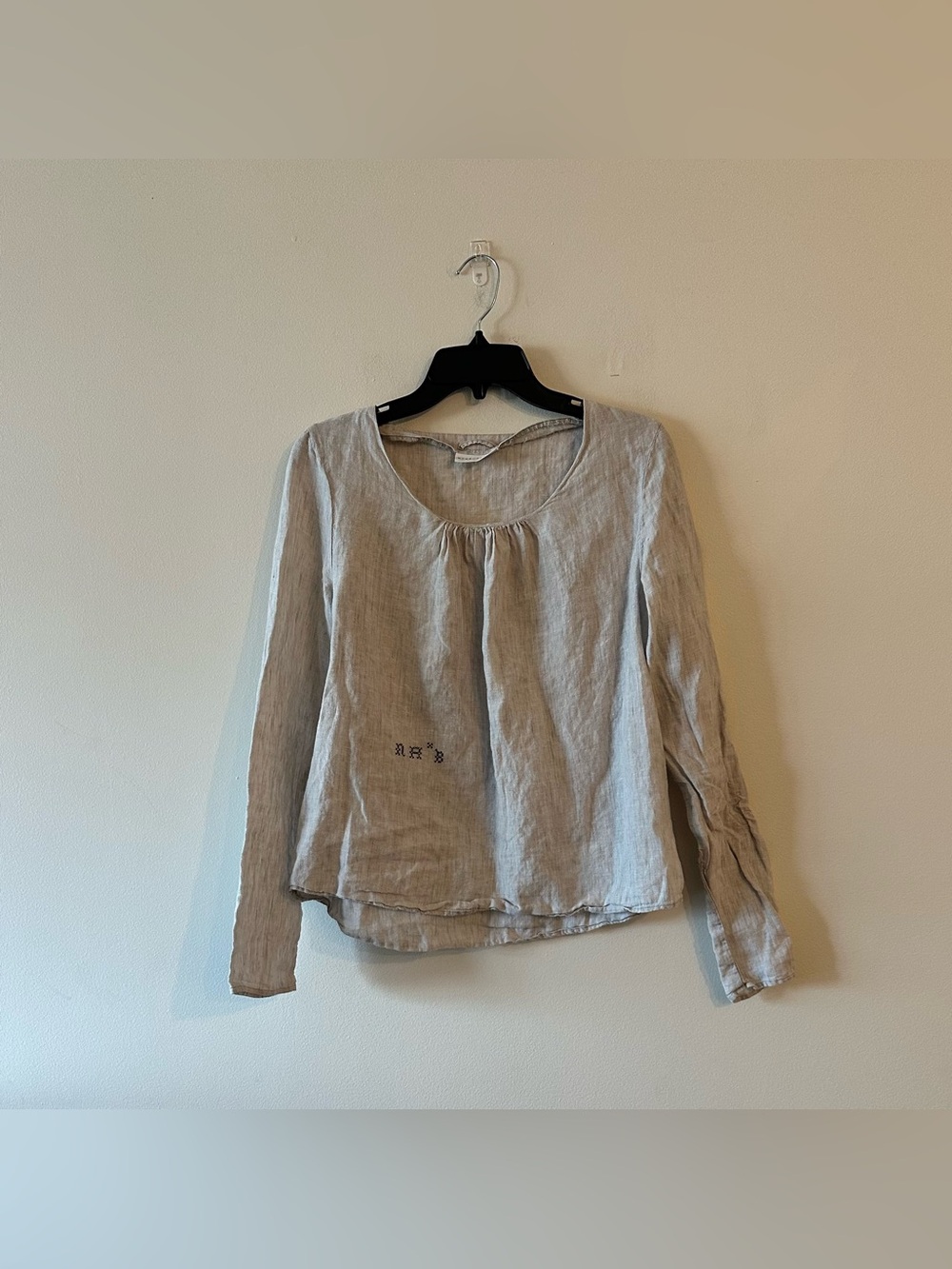 Nygardsanna Lagenlook Oatmeal Beige Linen Blouse Long Sleeve S Top Natural Fiber